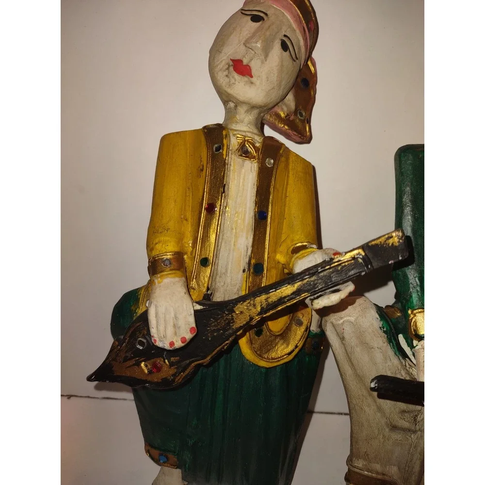 Vintage Hard Covered Wooden Musicians Wall Hanger Figurine Set of 4 Thailand 10